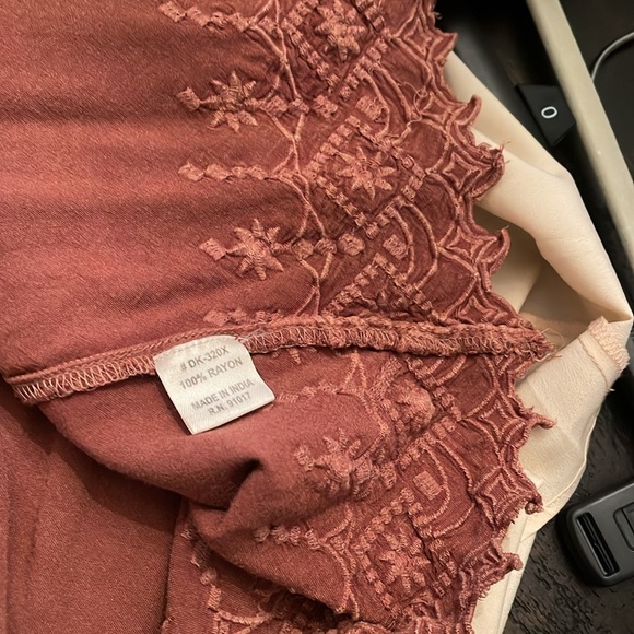 Solitaire women’s Rust Button-Up Blouse Embroidered Hem Top 2X - Picture 6 of 6